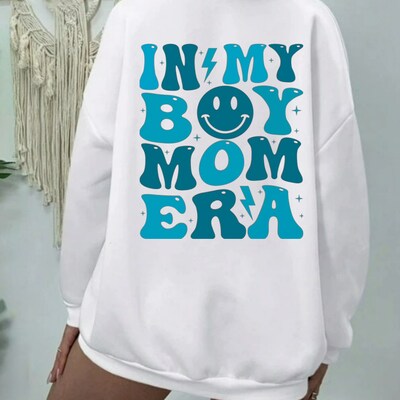 In My Boy Mom Era Sweatshirt Crewneck Pullovers Trendy Loose Fit Tops Fabric Round Neck Christmas, Christmas gift, gift. - image2